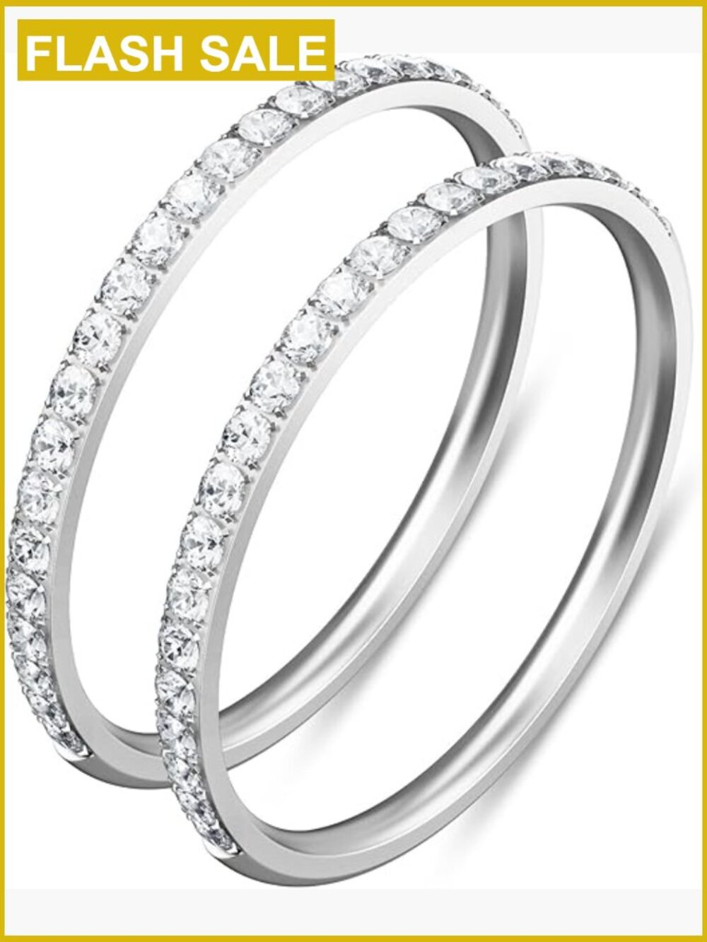 2-Pack 14K Gold Plated Stacking Rings with Cubic Zirconia for Smart Ring